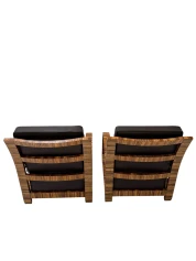 Two Art Deco Lounge Chairs with Leather Cushions France, 1930s